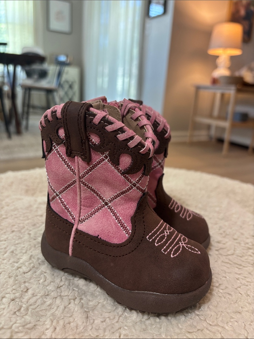 Roper Infant Baby Girls Size 3 Brown Pink Western Cowboy Boots 09-016-1902-2000